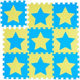 Relaxdays Puzzlematte Sterne Blau,Gelb