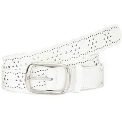 Hüftgürtel LASCANA "Cut-Out-Gürtel", Damen, Gr. 85, weiß, Lederimitat, unifarben, feminin,modisch, Gürtel, Gürtel, Jeansgürtel, Hosengürtel für Jeans & Hosen