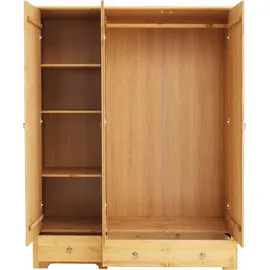otto home Kleiderschrank OTTO HOME "Hugo", beige (gelaugt, geölt), B:152cm H:190cm T:58cm, Schränke, Garderobenschrank Kleiderschrank Drehtürenschrank, aus massiver Kiefer im Landhausstil, mit Spiegel