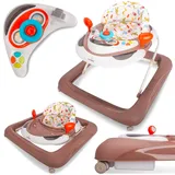 Kinderfahrzeug Lernrad Lauflernhilfe Spielcenter Gehfrei Gehhilfe Baby Walker Babyschaukel (Braun)