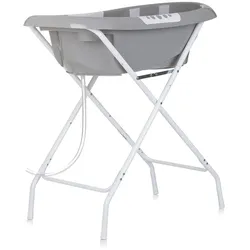 Chipolino Babybadewanne Ständer Noemi klappbar, Ablauf, Ablagefächer, ab Geburt grau