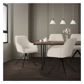 ML-Design Esszimmerstühle drehbar 4er Set Textil Webstoff Creme Drehstuhl
