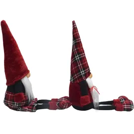 Lemodo Wichtel 2er Set, Weihnachtswichtel als Kantenhocker, Gnome mit karierten Schuhen