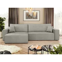 Mirjan24 Ecksofa Karl Maxi, Eckcouch, Couch mit Bettkasten und Schlaffunktion, L-Form, Ottomane universal, Dekorative Kissen-Set (Farbe: Lima 50) - Grau
