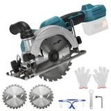Akku Kreissäge Kompatibel mit Makita 18V Akku, Mini Handkreissäge mit 2 Sägeblättern(150mm),7000RPM Bürstenloser Max Schnitttiefe 51mm(90°)/35mm(45°) für Holz, Weichmetall, Fliesen (ohne Akku)