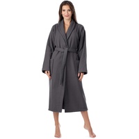 Ladeheid Damen Frottee Bademantel aus 100% Baumwolle Waffelpiqué LA40-227 (Graphite (D07), XL) - XL