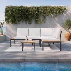 LoungegarniturSet Arianna Weiß Outdoorstoff/Metall +Abdeckung