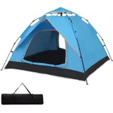 Campingzelte, Pop up Zelt 3-4 Pop up Zelt, Familie Kuppelzelt, mit Tragetasche für Camping Wandern Backpacking - Blau