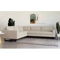 PLACES OF STYLE Ecksofa »Pinto, 250/290 cm, langer Schenkel, XXL, Ottomane«, Cord, Feincord, Luxus-Microfaser Leder und Chenille beige