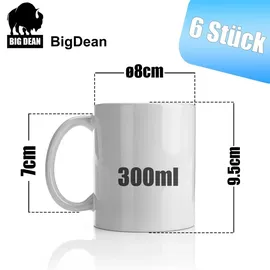 BigDean Kaffeetasse 0,3 l Weiß 6 St.