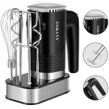 Jibenhome Handmixer 800W Handmixer Handrührer, 5 Geschwindigkeiten Edelstahl Handrührgerät, 800,00 W, mit 2 Knethaken & 2 Schneebesen, Exit-Taste schwarz