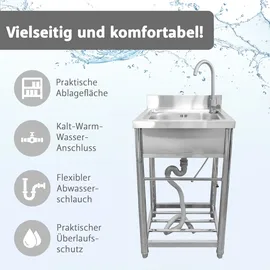 Lemodo Spültisch freistehend mit Kalt Warm Anschluss, M