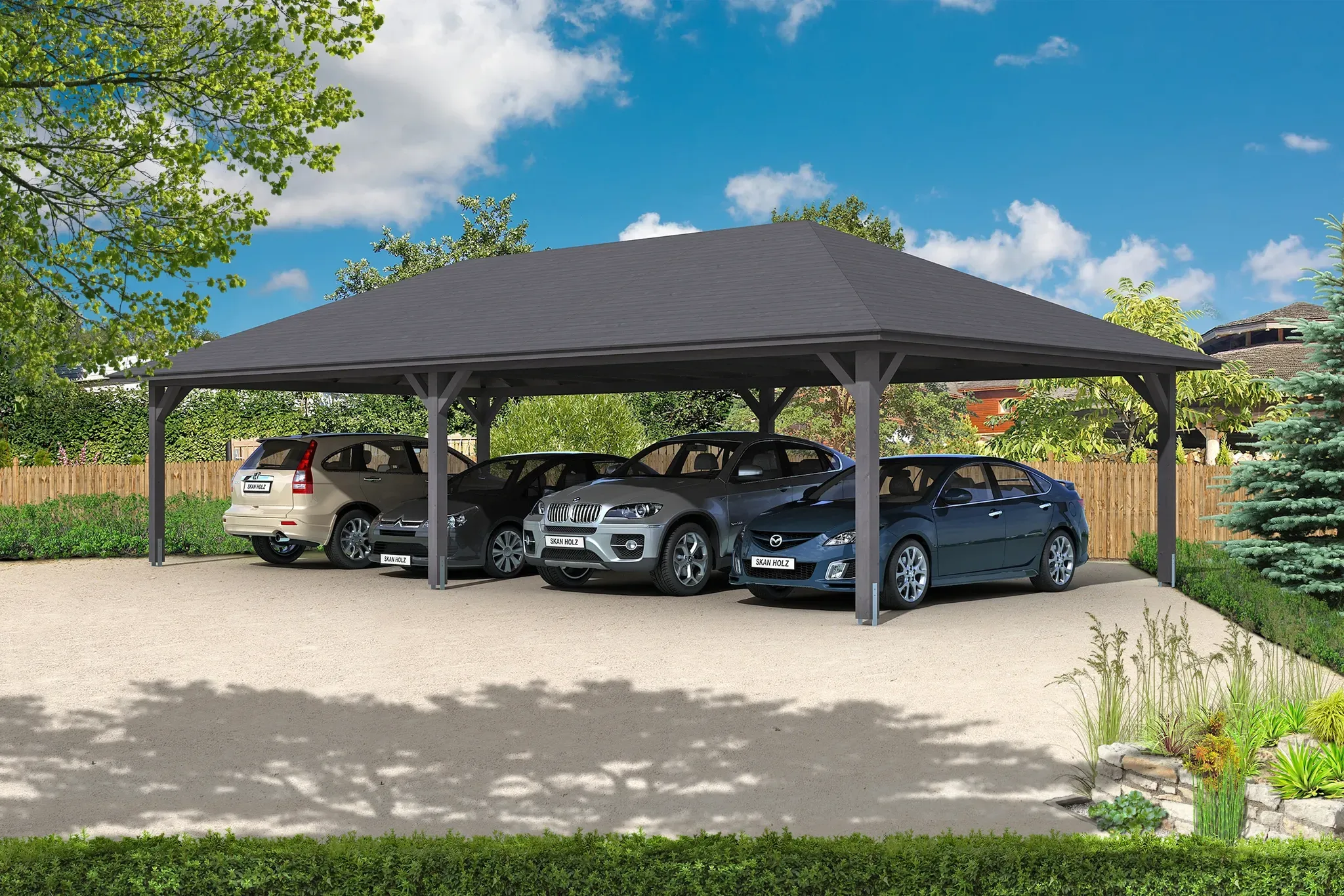 Skan Holz Carport Taunus 1176 x 634 cm-anthrazit Holzcarport