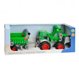 Wader Farmer Technik Traktor inkl. Frontlader und Anhänger (37756)