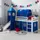 Homestyle4u Hochbett 90x200 mit Vorhang Turm Tunnel Blau, Holz, Kinder- & Jugendzimmer, Kindermöbel, Kinderbetten, Hochbetten