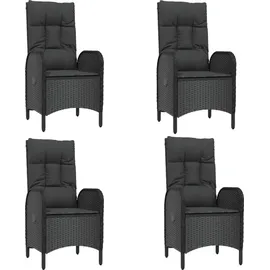 vidaXL Polyrattan Garten-Essgruppe 5-tlg. schwarz inkl. Kissen 3185169