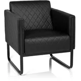 HJH Office Loungesessel ARUBA BLACK Kunstleder 56 x 54,5 x 73 cm Schwarz mit Armlehnen