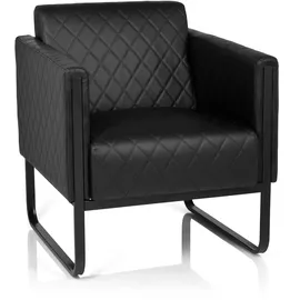 HJH Office Loungesessel ARUBA BLACK Kunstleder 56 x 54,5 x 73 cm Schwarz mit Armlehnen