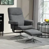 Homcom Relaxsessel Samt 78 x 106 x 85 cm Dunkelgrau mit Hocker