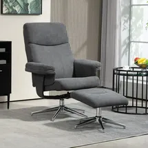 Homcom Relaxsessel Samt 78 x 106 x 85 cm Dunkelgrau mit Hocker