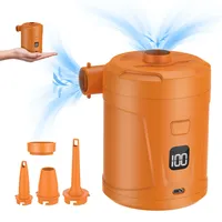 SUPPOU Elektrische Luftpumpe für Luftmatratze,5200mAh Wiederaufladbare Akku Luftpumpe,Tragbare Pumpe zum Aufblasen und Absaugen,4 Luftdüsen, für Schwimmring,Luftbetten,Schlauchboot (Orange), (HW-QB)