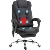 Vinsetto Bürostuhl mit Massagefunktion, Ergonomisch Schreibtischstuhl mit Liege- & Wärmefunktion, Höhenverstellbar Computerstuhl mit Fußstütze, Seitentasche und Fernbedienung, Schwarz