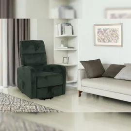 Mendler Fernsehsessel HWC-K62, Relaxsessel TV-Sessel Liege, Liegefunktion Aufstehhilfe, Metall Stoff/Textil Cord ~ grün