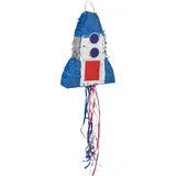 Relaxdays Raketen Pinata, zum Aufhängen, Kinder, Mädchen & Jungs, Geburtstag, Piñata zum selbst Befüllen, Weltraum, bunt