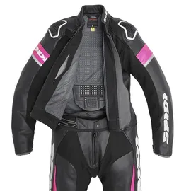 Spidi Laser Touring 2-Teiler Damen Motorrad Lederkombi, schwarz-pink, Größe 38
