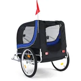 Fahrradanhänger Hundeanhänger klappbar für Haustiere Blau Schwarz bis 40Kg