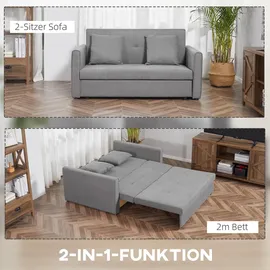 Homcom Schlafsofa 2-Sitzer mit Bettfunktion Rückenkissen 152 x 101 x 81cm