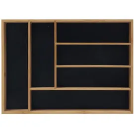 Relaxdays Besteckkasten Bambus Hellbraun Schwarz