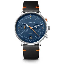 STERNGLAS - HAMBURG - CHRONO - EDITION KÜSTE - blau - silber - editionband 20 nero orange / 42MM