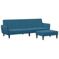 vidaXL Schlafsofa 2-Sitzer mit Fußhocker Blau Samt