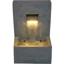 ACQUAARTE Gartenbrunnen "Wasserspiel Wasserfall POSADA", grau, Wasserspiele, Komplettset mit LED-Beleuchtung, Becken und Pumpe