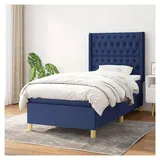 Lattenrost mit Matratze, blau, 90 x 190 cm, Stoff, Plattformbett, mit Lattenhalter, einfache Montage, für Schlafzimmer, Erwachsene