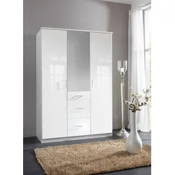 Kleiderschrank WIMEX "Clack", weiß (weiß, weiß hochglanz), B:135cm, Schränke, Drehtürenschrank Kleiderschrank