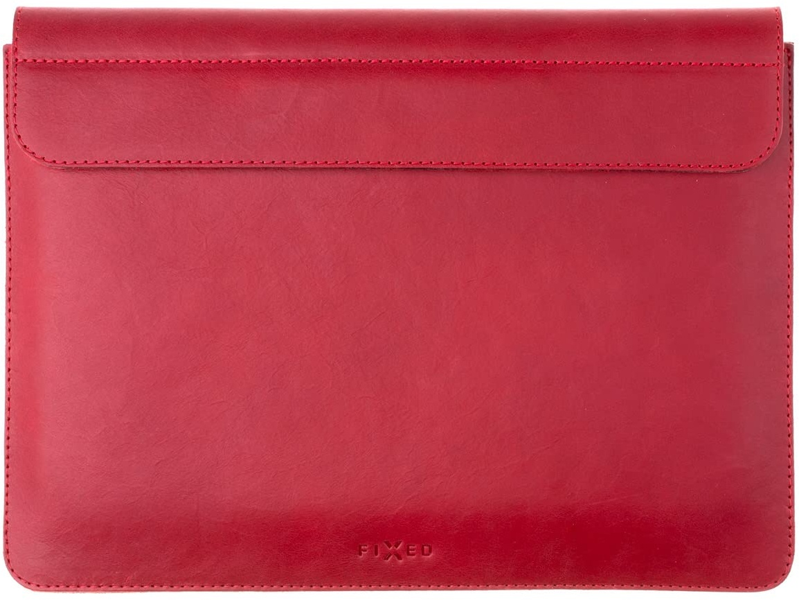 FIXED Oxford für MacBook | Ledertasche aus ital. Echtleder | Handgenäht in Tschechien (MacBook Air 13", Rot)