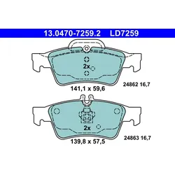 ATE 13.0470-7259.2 Bremsbelagsatz, Scheibenbremse ATE Ceramic