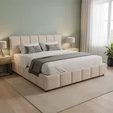 Juskys Polsterbett Florenz 180 x 200 cm ohne Matratze Beige