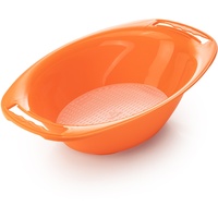 Börner Auffangschale oval mit Sieb für V5, V6 & Vital • Salatschüssel mit Sieb für V-Hobel • Auffangbehälter für Gemüse • Schüssel für Küchenhobel • Original Zubehör (Orange)