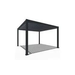 Weide Elektrische Deluxe Plus Pergola mit LED | Voll-Alu-Pavillon | 4 x 4 M | Lamellendach anthrazit