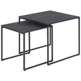 MID.YOU Satztisch Schwarz 2-teilig Marmoroptik quadratisch Kufe 50x45x50 cm Wohnzimmer, Wohnzimmertische, Satztische