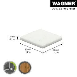 WAGNER Filz Pad 12tlg. - 30 x 30 x 3 mm, selbstklebend, weiß, für Filzgleiter, Schutzpads oder zum Basteln - 15173099