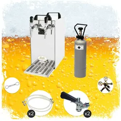 Komplett Set - Zapfanlage, Bierzapfanlage - Kontakt 40 2-leitig Trockenkühler, Durchlaufkühler 50 L/h, Zapfkopf:Dreikant,Zapfkopf 2:Dreikant