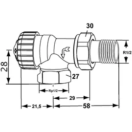 HEIMEIER V-exact II Thermostatventil 1/2 Zoll Eck umgekehrte Flussrichtung