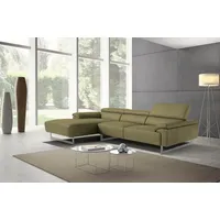 Ecksofa EGOITALIANO "Malika, edel und bequem, Designsofa mit hochwertigen Bezügen, L-Form", grün (pistazie), B:287cm H:94cm T:165cm, Leder »BULL« (echtes Rindsleder). Geschliffenes, pigmentiertes und behandeltes Rindsleder mit einer Dicke von 1, 3-1, 5 mm. Dieses Leder zeigt eine ziemlich weiche Hand mit einem halb undurchsichtigen Aussehen. Es handelt sich um ein geschütztes Leder. Eine leichte Deckschicht schützt sie vor Flecken, ohne ihre ursprünglichen Eigenschaften zu verändern. Die geschützten Leder