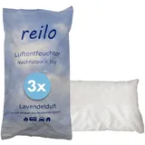 reilo 3x 1kg Lavendelduft Luftentfeuchter Granulat, Raumluftentfeuchter im Vliesbeutel, Nachfüllpacks für gängige Entfeuchterboxen, Lufttrockner für Wohnraum, Schlafzimmer, Keller