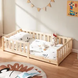 [en.casa] Kinderbett Tanna 80 x 160 cm Kiefer massiv natur beige