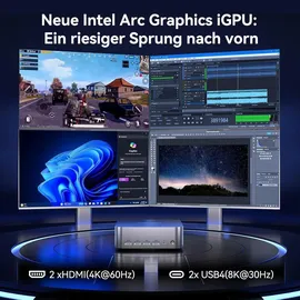 GEEKOM Mini-PC GT1 Mega Intel Core Ultra 9 185H 5,1 GHz 32 GB RAM 2 TB SSD Intel Arc Graphics Win 11 Pro